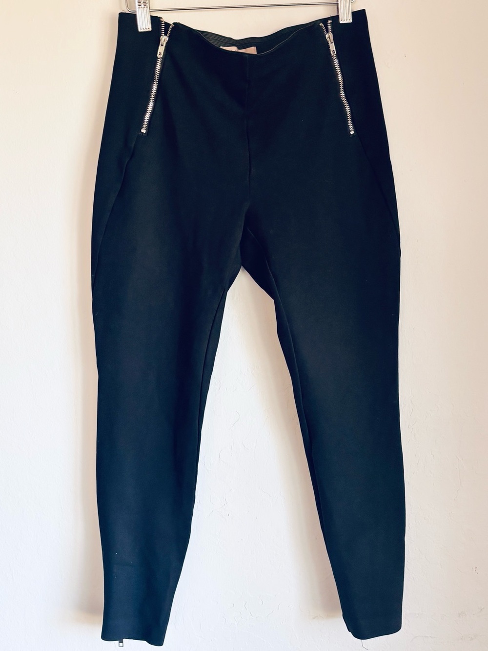 Philosophy Black Knit Pants with Banded Waistband & Zippers, Sz 4